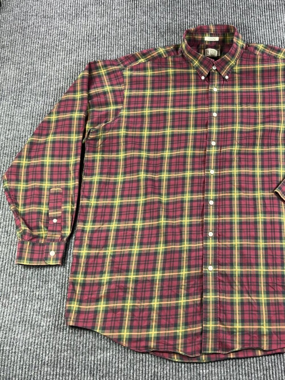 Vintage L.L.Bean Shirt Mens 2XL Plaid Long Sleeve Button Down 100% Cotton